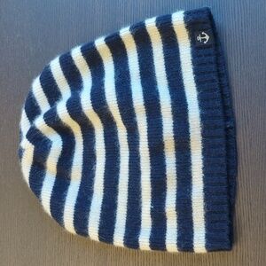 Le 31 Black  and Cream Stripes Wool Beanie One Size